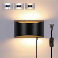 🔌 lightess plug in wall sconce: adjustable color temperature, 12w black wall sconce lighting with 6ft cord – modern indoor wall lamp for bedroom, living room, hallway логотип