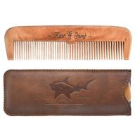 🔸 premium wooden hair combs for men + leather travel case - ideal for hair styling & beard grooming | men's hair & beard comb set (brown shark) logo