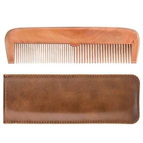 img 1 attached to 🔸 Premium Wooden Hair Combs for Men + Leather Travel Case - Ideal for Hair Styling & Beard Grooming | Men's Hair & Beard Comb Set (Brown Shark)