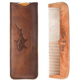 img 3 attached to 🔸 Premium Wooden Hair Combs for Men + Leather Travel Case - Ideal for Hair Styling & Beard Grooming | Men's Hair & Beard Comb Set (Brown Shark)