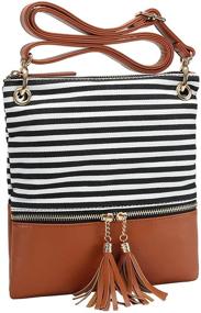 img 4 attached to Stylish Girls Crossbody Purse: Women's Striped Handbag with Tassel - Shoulder Messenger Bag Perfect for Every Occasion