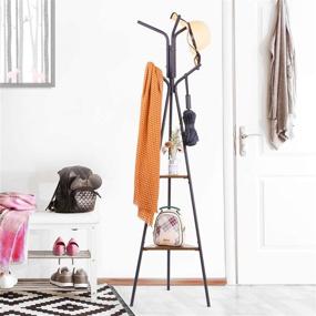 img 3 attached to HOUSE DAY Coat Rack Stand - Elegant Metal Hat Hanger with Convenient Shelves for Entryways, Hallways, Bedrooms, and Offices