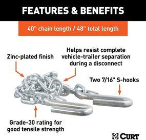 img 1 attached to 🔗 CURT 80030 48-Inch Trailer Safety Chain: High-Strength, 5,000 lbs Break Capacity, S-Hooks with 7/16-In Ends