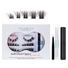 img 4 attached to 💯 BEPHOLAN DIY Eyelash Extension Kit - 3D Segmented Individual Cluster Lashes with Tweezer and Professional Cluster Glue - Cluster Volume Pre-Cut Lashes Set - Easy to Use, Reusable Home Eyelash Kit - XMZ297