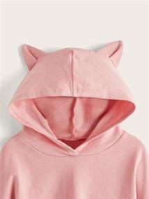 img 2 attached to 🐱 Cute Cat Ear Long Sleeve Crop Top Hoodie Sweatshirt for Girls - Casual Plain Shirt