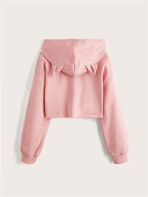 img 3 attached to 🐱 Cute Cat Ear Long Sleeve Crop Top Hoodie Sweatshirt for Girls - Casual Plain Shirt