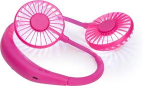 img 3 attached to 👍 Stay Cool and Stylish with the Pink LED Neck Fan - Lightweight & Portable USB Rechargeable Mini Fan with Neckband