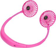 👍 stay cool and stylish with the pink led neck fan - lightweight & portable usb rechargeable mini fan with neckband логотип