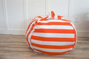 img 2 attached to 🧸 Soothing Company Extra Large Stuffed Animal Bean Bag Chair for Kids - Premium Cotton Canvas Empty Beanbag - Toy Storage Cover for Your Child's Stuffed Animals and Blankets (38", Orange Stripe)