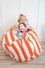 img 1 attached to 🧸 Soothing Company Extra Large Stuffed Animal Bean Bag Chair for Kids - Premium Cotton Canvas Empty Beanbag - Toy Storage Cover for Your Child's Stuffed Animals and Blankets (38", Orange Stripe)