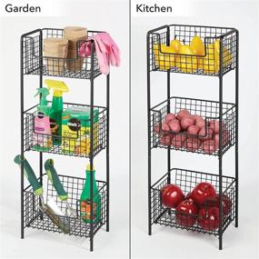 img 1 attached to 🛁 mDesign 3 Tier Bathroom Shelving Unit: Stylish Metal Storage Tower with 3 Baskets for Organizing Towels, Toiletries, and More - Black