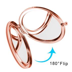 img 3 attached to Dynippy Round Rose Gold Portable Compact Mirror with Folding Design - Double-Sided Makeup 🌸 Mirror with 2x and 1x Magnification - Ideal Gift for Women, Mothers, and Kids (Watercolor Flower)