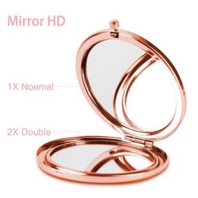 img 2 attached to Dynippy Round Rose Gold Portable Compact Mirror with Folding Design - Double-Sided Makeup 🌸 Mirror with 2x and 1x Magnification - Ideal Gift for Women, Mothers, and Kids (Watercolor Flower)