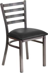 img 3 attached to 🪑 Black Vinyl Seat Flash Furniture HERCULES Series Clear Coated Ladder Back Metal Restaurant Chair