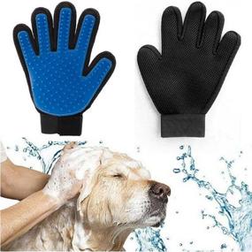 img 2 attached to TAFCI Pet Grooming Glove - Effective Pet Hair Remover Glove - Gentle De-shedding Brush Mitt - Massage Glove with Enhanced Five Finger Design - Ideal for Dogs & Cats with Long & Short Fur (1 Pack)