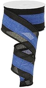 img 1 attached to 🎀 Premium Black & Blue Royal Burlap Wired Edge Ribbon - 2.5 Inch Wide, 10 Yards Long