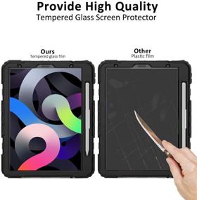 img 3 attached to 📱 Premium iPad Air 4 Case 10.9'', iPad Pro 11 Case 2020 & 2018 - [Kid Proof] Full Body Protection with Tempered Glass, Kickstand, Hand Strap & Shoulder Strap - Black