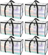 👜 baleine 6-pack oversized moving bags with reinforced handles - heavy-duty storage tote for clothes and moving supplies (clear) логотип