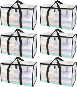 img 4 attached to 👜 BALEINE 6-Pack Oversized Moving Bags with Reinforced Handles - Heavy-Duty Storage Tote for Clothes and Moving Supplies (Clear)