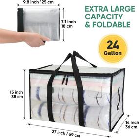 img 3 attached to 👜 BALEINE 6-Pack Oversized Moving Bags with Reinforced Handles - Heavy-Duty Storage Tote for Clothes and Moving Supplies (Clear)