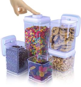 img 4 attached to 🥘 iChewie - BopTop (5 Piece Set) Airtight Food Storage Container – Mechanical Silicone Seal Canister - Stackable BPA-Free Design - 2.5Qt/1.5Qt/.9Qt/.85Qt/.5Qt