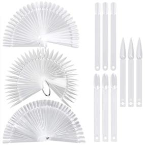 img 4 attached to 💅 140 Pieces Clear Nail Art Tips Display Fan-Shaped Polish Board with Ring - Nail Sample Swatches Sticks