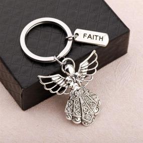 img 2 attached to ✝️ Guardian Angel Keychain with Faith Charm: The Perfect Memorial Keyring for Religious Gifts