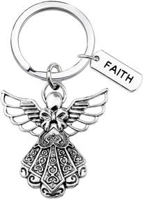 img 4 attached to ✝️ Guardian Angel Keychain with Faith Charm: The Perfect Memorial Keyring for Religious Gifts