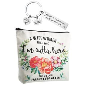 img 4 attached to Retirement Presents Set for Women: Funny Happy Bestie Teacher Coworker Retired Party, Makeup Bag & Keychain for Wife Mom Grandma Coworkers Boss Nurse Retirees Colleagues Work Leaving Present