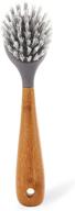 🔨 tenacious c cast iron brush and scraper with bamboo handle – skillet scrubber with durable nylon bristles, grey, one size, gray logo