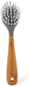 img 4 attached to 🔨 Tenacious C Cast Iron Brush and Scraper with Bamboo Handle – Skillet Scrubber with Durable Nylon Bristles, Grey, One Size, Gray