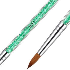 img 1 attached to 💚 Set of 5 Green Rhinestone Handled Acrylic Nail Brushes for Precision Acrylic Powder Nail Art, Painting, and Drawing - Ideal for Acrylic Application and UV Gel