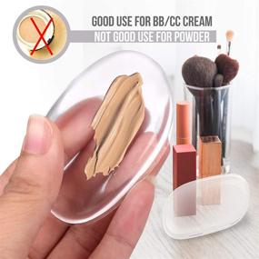 img 2 attached to 🌸 Washable Silicone Makeup Sponge 2 Pack – Premium Quality Gel Foundation Puff BB – Clear Best Silisponge Cosmetic Beauty Tools Blender