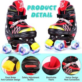 img 2 attached to Mixhomic Adjustable Roller Skates for Boys and Girls, Kids Roller Skates Adjustable Size, Adjustable Roller Skates for Kids with 4 Light Up Wheels, Perfect Children's Rollerskates for Beginners