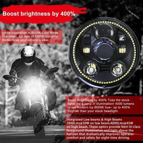 img 3 attached to 🔦 Black LED Headlight Wisamic 5-3/4 5.75 inch - with Halo DRL, Compatible with Harley Davidson Dyna Street Bob Super Wide Glide Low Rider Night Rod Train Softail Deuce Custom Sportster Iron 883