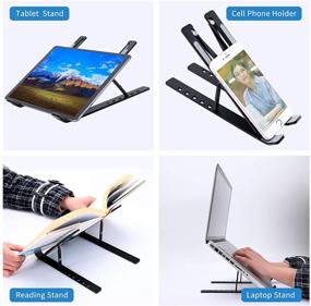 img 2 attached to 💻 Portable Laptop Stand, SweeHo Foldable Laptop Holder, Adjustable Ergonomic Stand with 6 Angles, Aluminum Alloy MacBook Stand for Desk, Compatibility with 10-15.6in Laptops (Black)