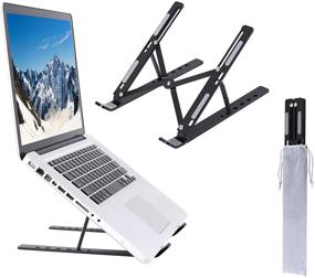 img 4 attached to 💻 Portable Laptop Stand, SweeHo Foldable Laptop Holder, Adjustable Ergonomic Stand with 6 Angles, Aluminum Alloy MacBook Stand for Desk, Compatibility with 10-15.6in Laptops (Black)