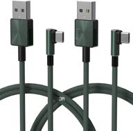 🔌 2pack green usb a to usb c 90 degree cable - tangle-free, fast charging cord for samsung galaxy s20 & macbook pro 2018 logo