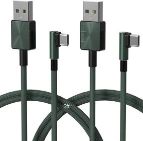 img 4 attached to 🔌 2Pack Green USB A to USB C 90 Degree Cable - Tangle-Free, Fast Charging Cord for Samsung Galaxy S20 & MacBook Pro 2018