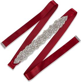 img 1 attached to Sisjuly Handmade Crystal Rhinestone Burgundy Women's Accessories in Belts