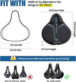 img 1 attached to 🚲 Memory Foam Bike Seat Cushion Cover - Wide & Soft Bicycle Saddle for Men & Women - Comfortable Exercise Cycle Seat Cover - Fits Stationary Bikes, Cruiser, Spin - Includes Waterproof Cover