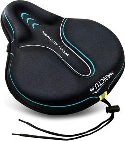 img 4 attached to 🚲 Memory Foam Bike Seat Cushion Cover - Wide & Soft Bicycle Saddle for Men & Women - Comfortable Exercise Cycle Seat Cover - Fits Stationary Bikes, Cruiser, Spin - Includes Waterproof Cover