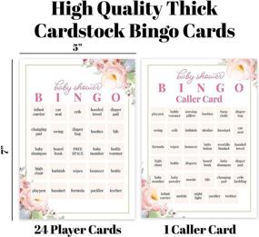 img 2 attached to Fun and Festive Baby Shower Bingo Game with Stickers - 24 Flower-themed Prefilled Cards and Cute Sticker Bingo Chips for Standing and Sitting Guests by Shower Games & Co. (Floral Pink)