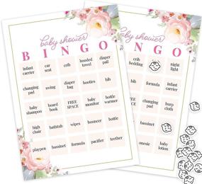 img 1 attached to Fun and Festive Baby Shower Bingo Game with Stickers - 24 Flower-themed Prefilled Cards and Cute Sticker Bingo Chips for Standing and Sitting Guests by Shower Games & Co. (Floral Pink)