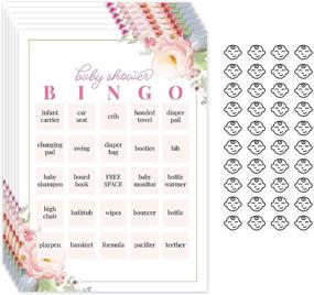 img 4 attached to Fun and Festive Baby Shower Bingo Game with Stickers - 24 Flower-themed Prefilled Cards and Cute Sticker Bingo Chips for Standing and Sitting Guests by Shower Games & Co. (Floral Pink)