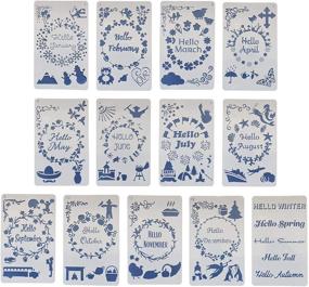 img 4 attached to 13pcs Monthly Stencils Drawing Painting Templates Set: 1-12 🎨 Months & Season Fun Themes for Scrapbooking, Crafts, and Card Making