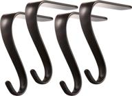 🎅 metal christmas stocking holders - set of 4 mantel stockings hangers for fireplace mantle shelf with garland grips (black color) логотип