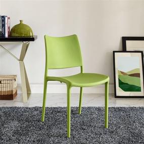 img 4 attached to Modway Hipster Contemporary Modern Molded Plastic Stacking Dining Chair - Green