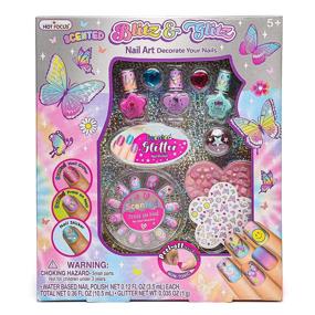 img 4 attached to Blitz & Glitz Kids Nail Polish Set for Girls – Water-Based Nail Polish with Glitter Nail Stickers and Adjustable Rings, Scented, Quick-Dry, Peel-Off – Fun & Creative Nail Polish for Kids by Hot Focus