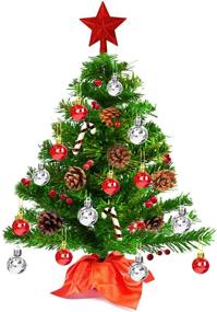 img 4 attached to 🎄 2Ft Mini Christmas Tree with 49pcs Hanging Ornaments – Easy DIY, Perfect for Indoor Decorations and Tabletop Display